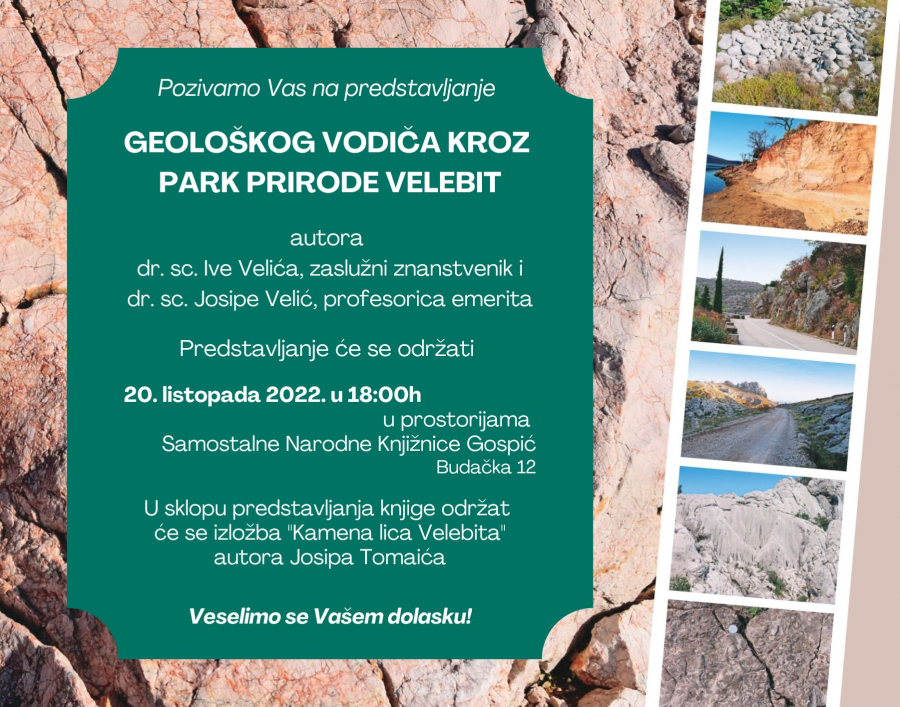 Predstavljanje knjige Geološki vodič kroz Park prirode &quot;Velebit&quot; - Gospić